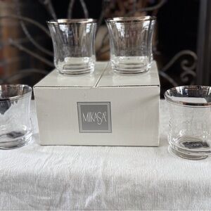 Mikasa Clear Glass Platinum Double Old Fashion Set